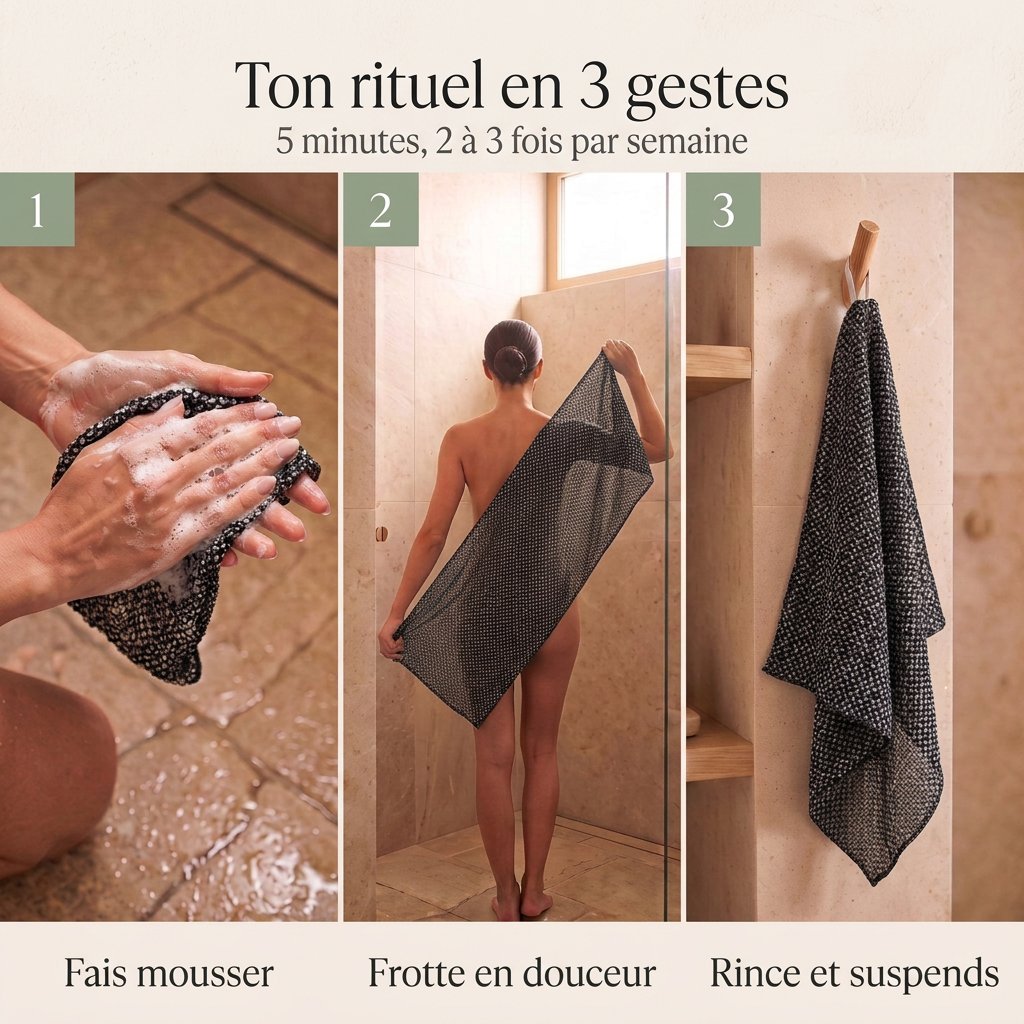 Ton rituel en 3 gestes, 5 minutes 2 à 3 fois par semaine